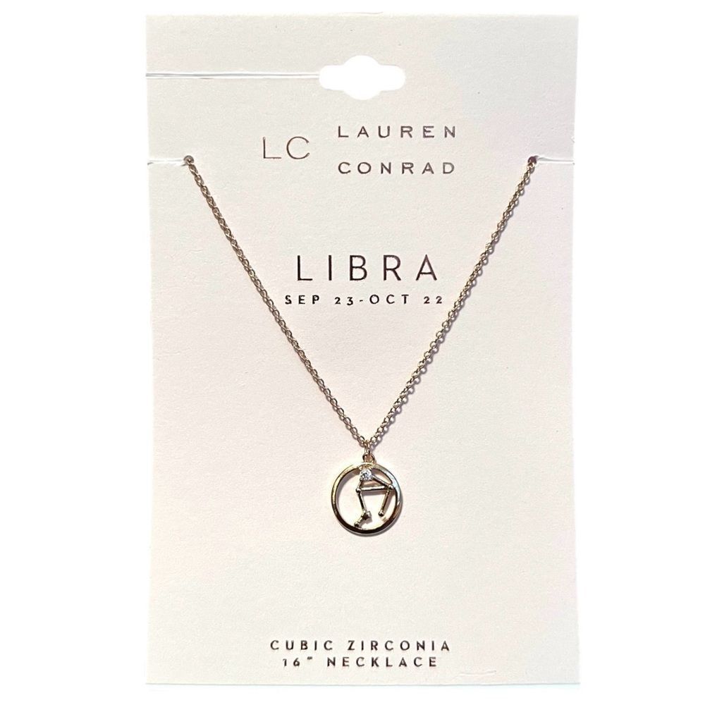 LC Lauren Conrad Gold Libra Constellation Cubic Zirconia Pendant Necklace